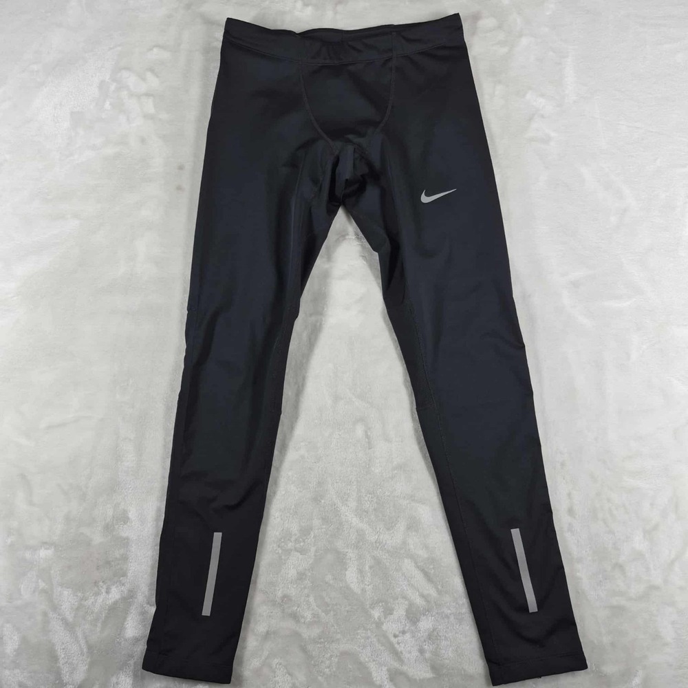 Nike Dri-Fit Tech Tights Men's Medium Black Track Ankle Zip Pants‎ 642827-010